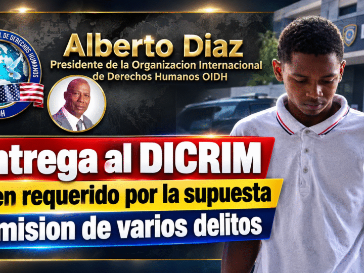 Rainer Diaz Cuevas se entrega al DICRIM por medio dela OIDH que preside Alberto Diaz