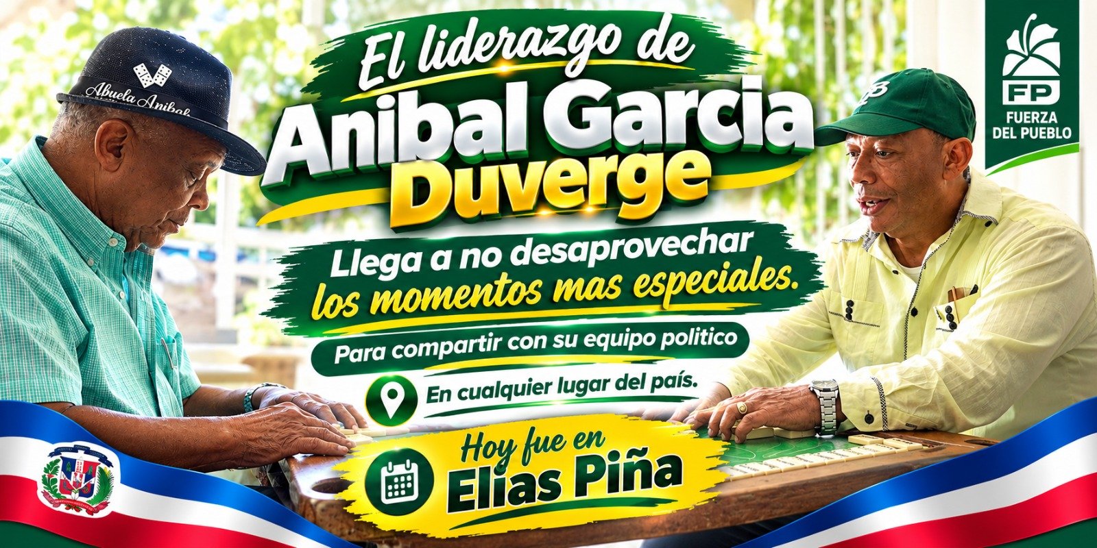 Garcia Duverge y Alberto Diaz echan una partida de domino mientras esperan a Leonel Fernandez en Elias Piña.
